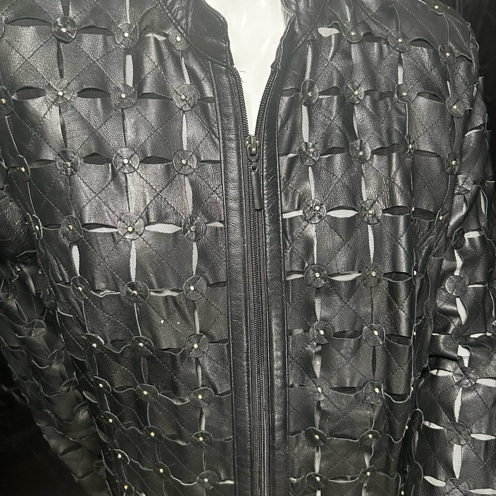 Black Quilted Leather Jacket Classic Cut